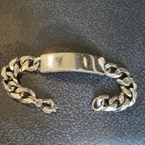 Men's Silver-Tone Cuban Link ID Bracelet